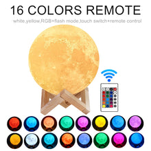 Load image into Gallery viewer, Moon Lamp Night Light 3D Print Moonlight Timeable LED Dimmable Rechargeable Bedside Table Desk Lamp Dropship