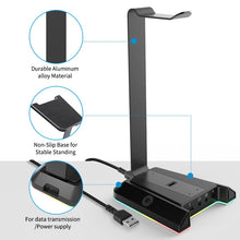 Load image into Gallery viewer, Headphones Stand EKSA W1 7.1Surround Gaming Headset Holder RGB with 2 USB and 3 3.5mm Ports for Gamer PC Accessories Desk