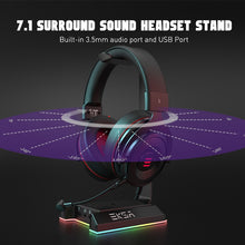 Load image into Gallery viewer, Headphones Stand EKSA W1 7.1Surround Gaming Headset Holder RGB with 2 USB and 3 3.5mm Ports for Gamer PC Accessories Desk