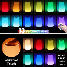 Load image into Gallery viewer, Table Lamp Bedside Lamp For Bedroom 13 Color Changing Touch Night Light RGB Remote Dimmable USB Rechargeable Portable Room Light