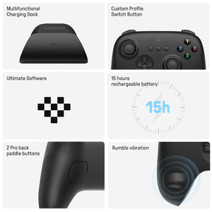 8BitDo - Ultimate Wireless 2.4G Gaming Controller with Charging Dock for PC, Windows 10, 11, Steam Deck, Android