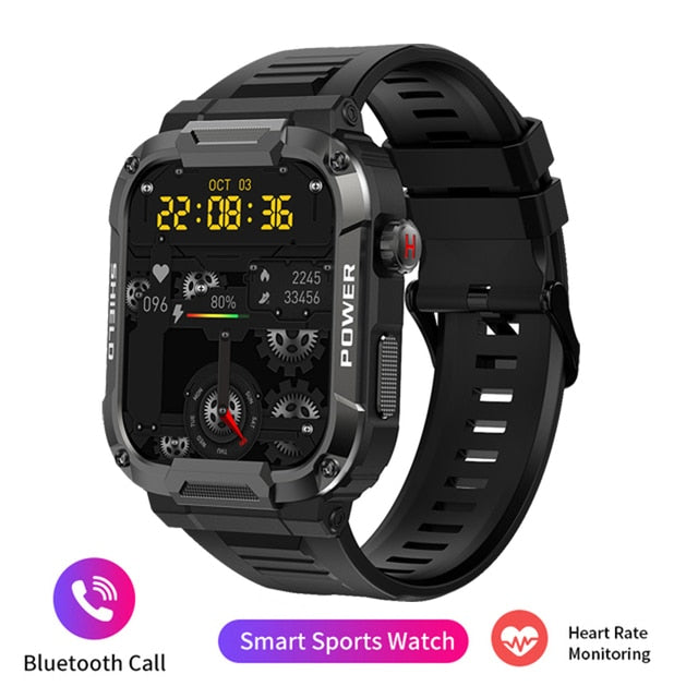 Rugged Military Smart Watch Ftiness Watches Ip68 Waterproof 1.85'' AI Voice Bluetooth Call Smartwatch 2023