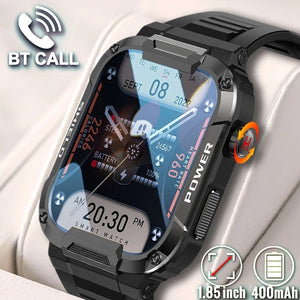Rugged Military Smart Watch Ftiness Watches Ip68 Waterproof 1.85'' AI Voice Bluetooth Call Smartwatch 2023